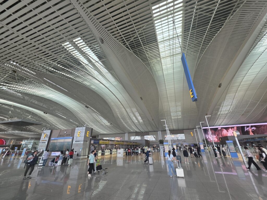 Inside Incheon Airport terminal, showing where travelers arrive after taking the Camp Humphreys to Incheon Airport route