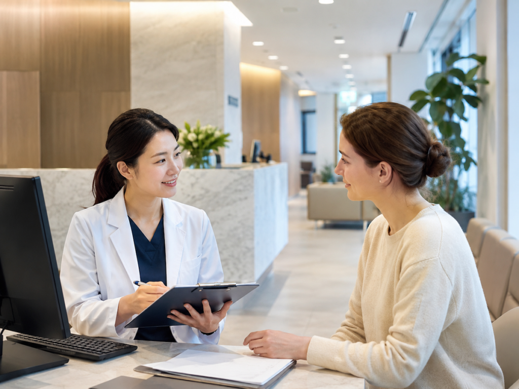 english-speaking-hospitals-in-seoul-international-clinic English-speaking hospitals in Seoul image showing an international clinic reception where foreigners can ask about appointments, prescriptions, insurance, and emergency care