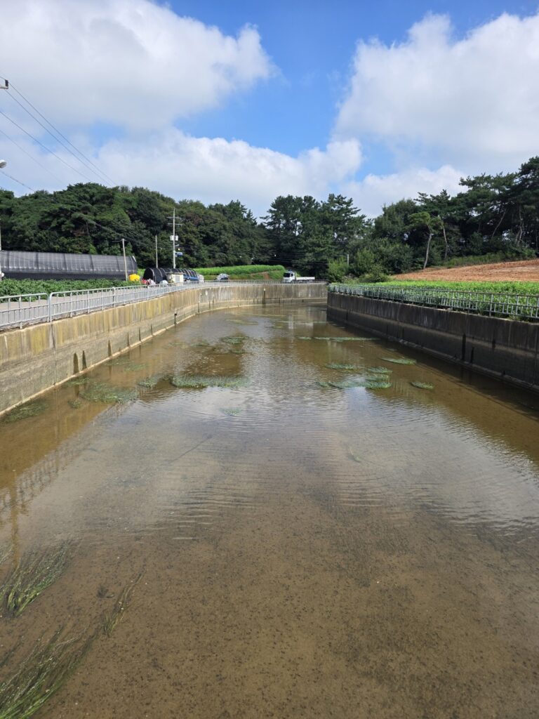 “Irrigation channel in Gimje countryside supporting rice fields and rural farming”