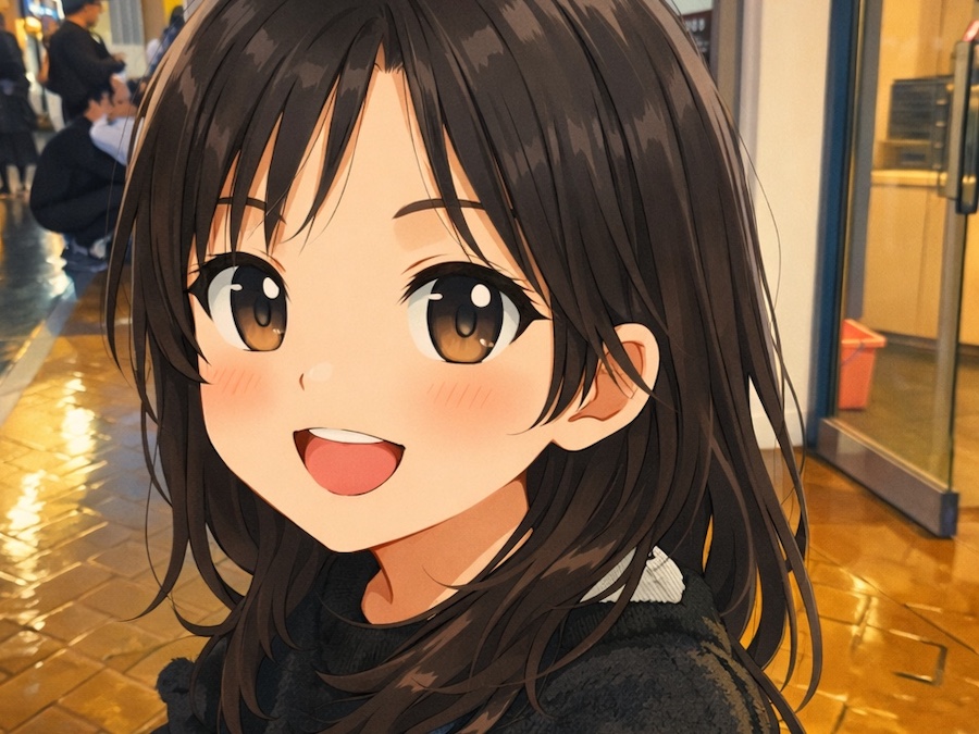 kidzania-seoul-english-tour-experience-with-kids An animation-style photo of a happy daughter after experiencing KidZania Seoul English tour, demonstrating where to leave kids in Seoul.