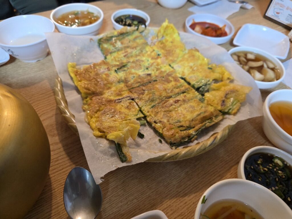 seafood-pajeon-best-korean-pancake Crispy Haemul Pajeon, the best Korean savory pancake to enjoy with Makgeolli.