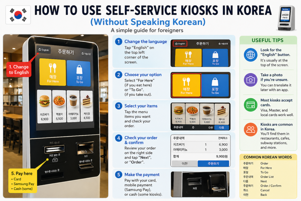 self-service kiosks in korea step by step guide for foreigners using a touchscreen ordering system