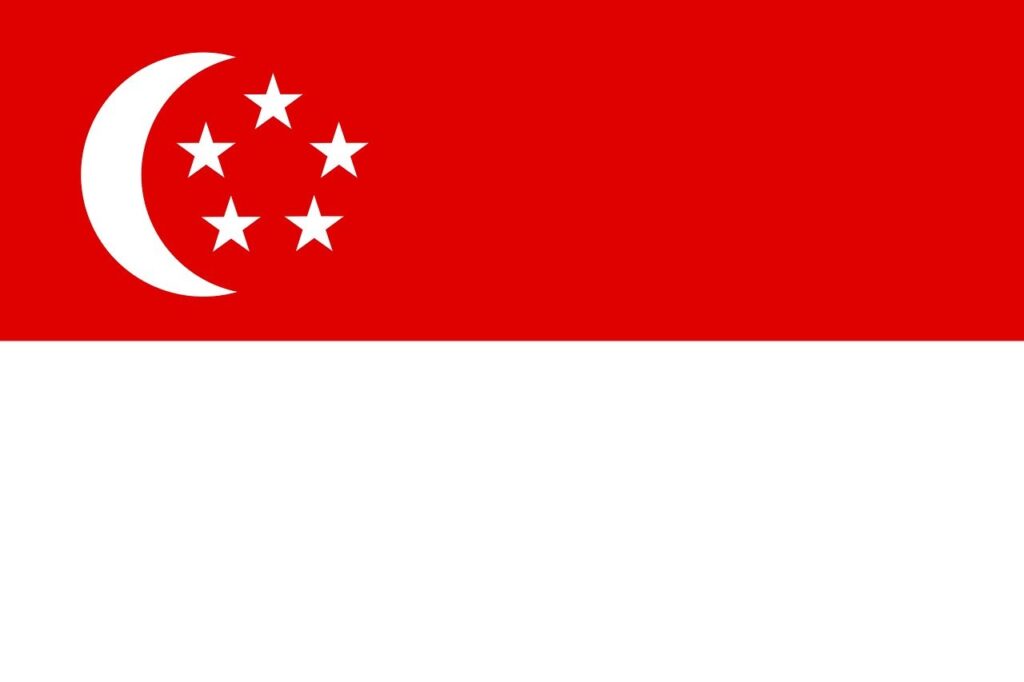Singapore national flag with red and white colors and crescent moon symbol, representing the nation’s identity.