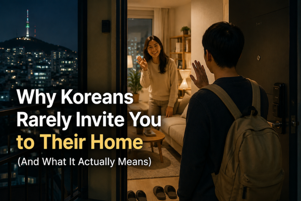 A foreigner being invited into a Korean apartment in Seoul, illustrating why Koreans rarely invite you to their home and what it means in Korean culture