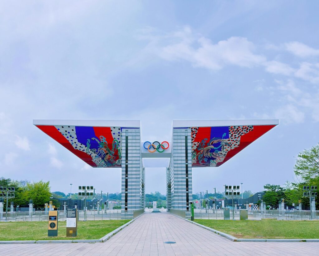 The magnificent World Peace Gate at the main entrance, a must-visit landmark for fans following our Olympic Park Seoul Concert Guide in 2026.